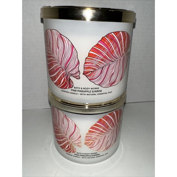 PINK PINEAPPLE SUNRISE Large 3 Wick Candle 14.5 oz Bath & Body Works 2023 Lot 2 - Picture 16 of 16